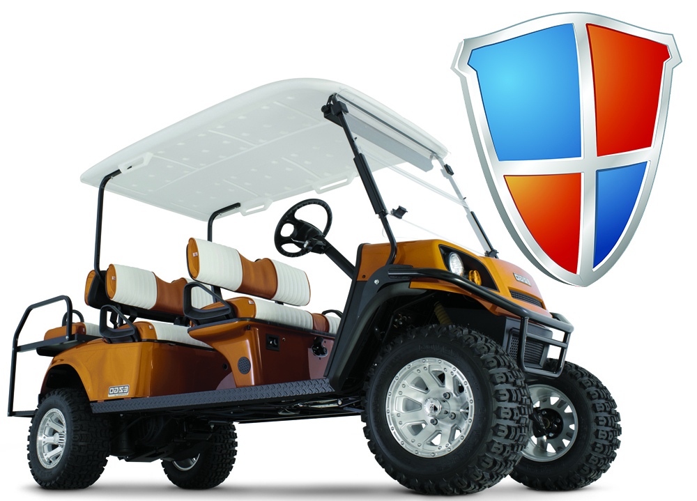 golf cart and shield